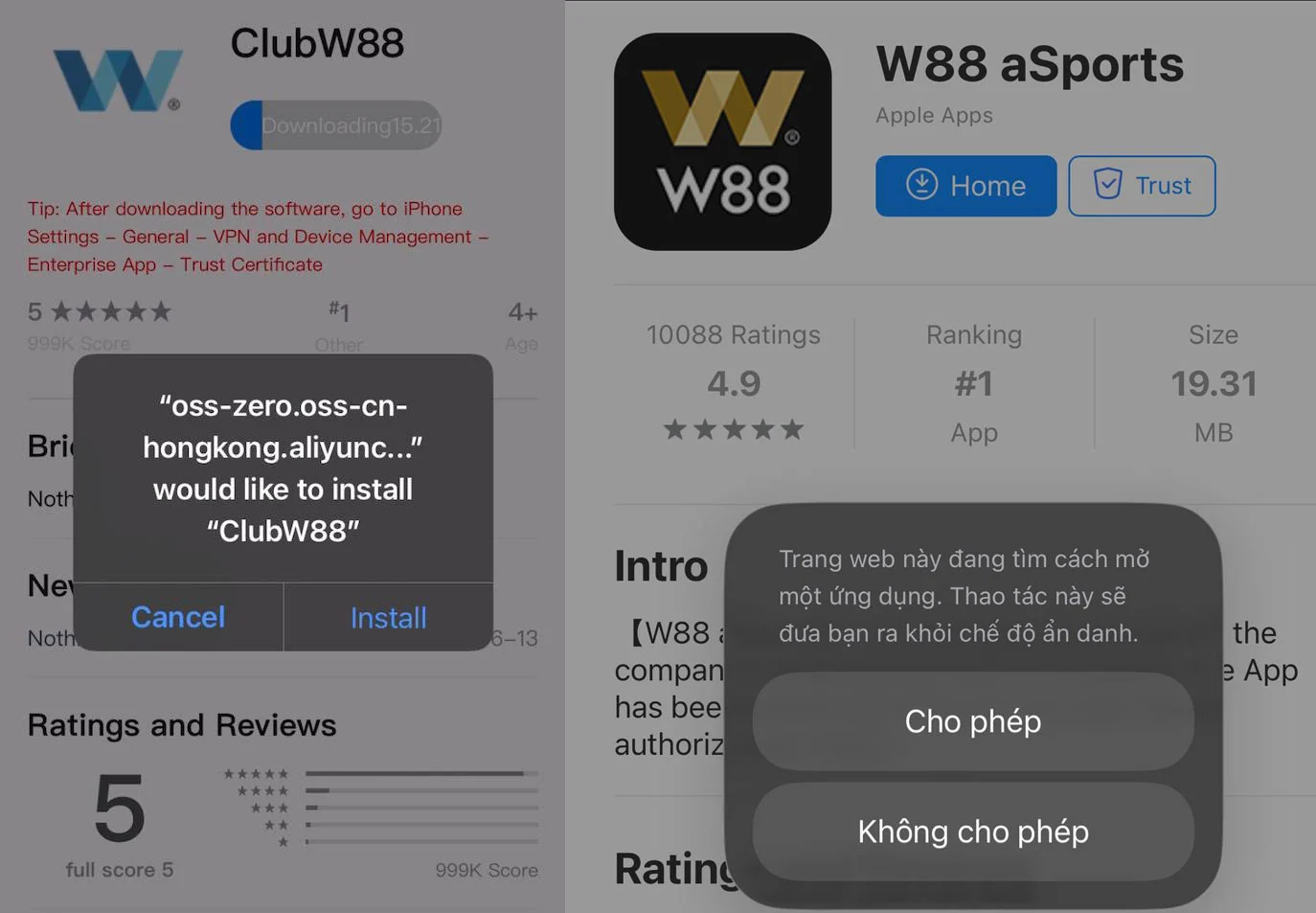 Cài đặt App W88 Cài đặt App W88